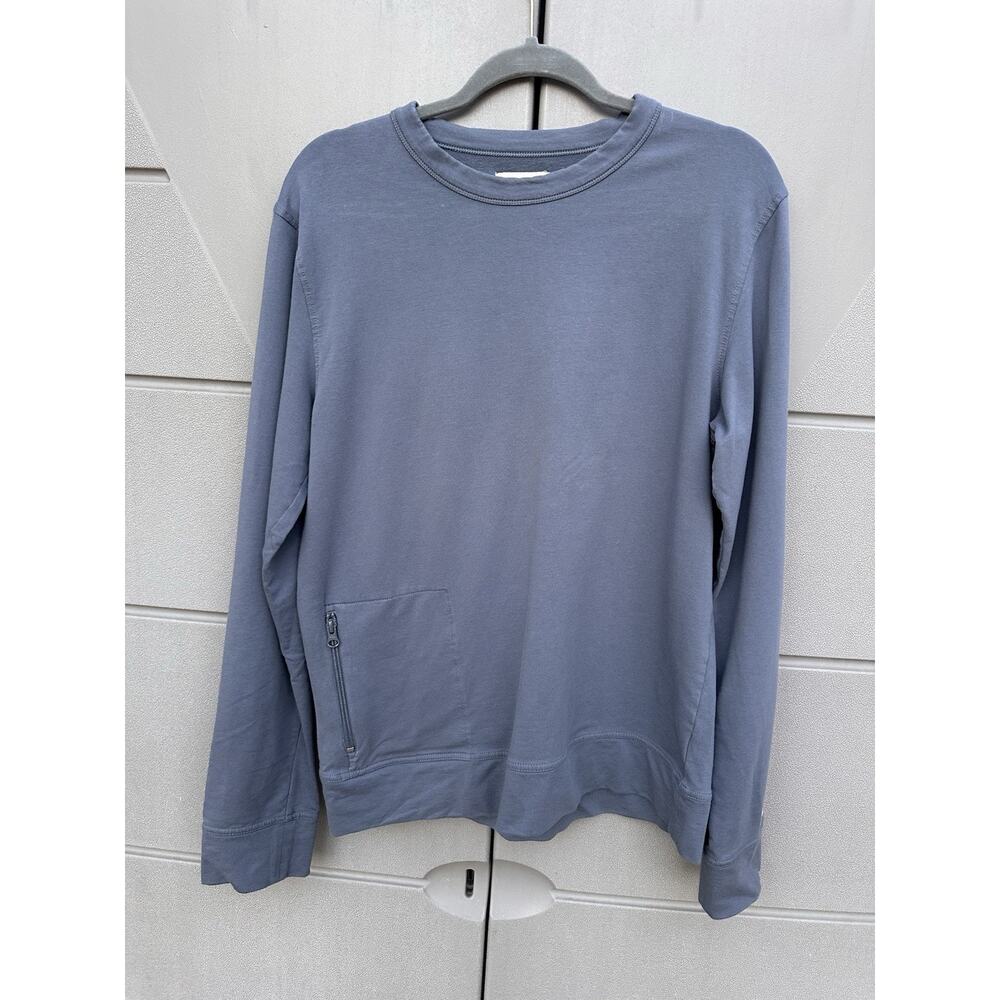 Pact Organic Cotton Sweatshirt Blue Med Pullover Pocket Sustainable Minimalist